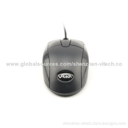 Ergonomic design for black 3D wired optical mouse, suitable for business use